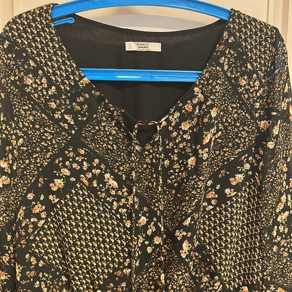 Mango dress in Georgette with lining & elasticated waist with a cute neck! UK L - Picture 3 of 10